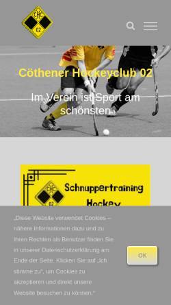Vorschau der mobilen Webseite chc02.de, Cöthener Hockeyclub 02 e.V.