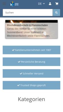 Vorschau der mobilen Webseite www.kerzenkiste.de, Kerzenkiste