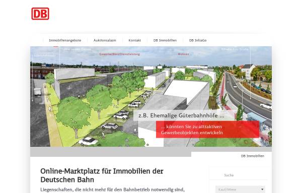 Vorschau von www.bahnliegenschaften.de, Online-Marktplatz für Immobilien der Deutschen Bahn AG