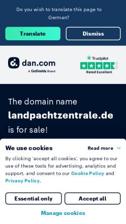 Vorschau der mobilen Webseite www.landpachtzentrale.de, Landpachtzentrale e.K.