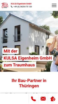 Vorschau der mobilen Webseite www.kulsa.de, Town & Country Haus Lizenzgeber GmbH