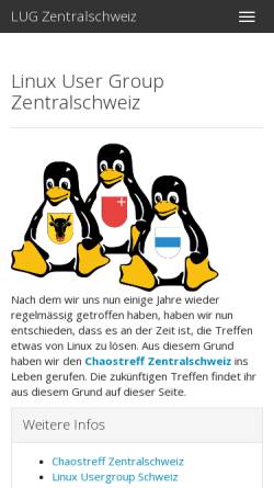 Vorschau der mobilen Webseite zentralschweiz.lugs.ch, Linux-Treff Zentraslschweiz