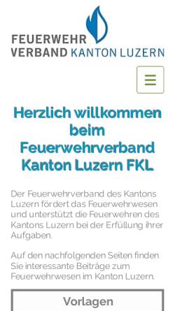 Vorschau der mobilen Webseite www.fklu.ch, Luzerner Feuerwehrverband