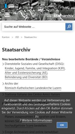 Vorschau der mobilen Webseite staatsarchiv.lu.ch, Staatsarchiv Luzern