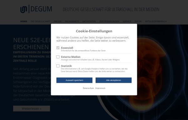 Vorschau von www.degum.de, Deutsche Gesellschaft für Ultraschall in der Medizin (DEGUM)