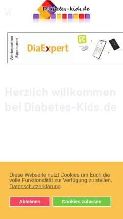 Vorschau der mobilen Webseite www.diabetes-kids.de, Diabetes-Kids