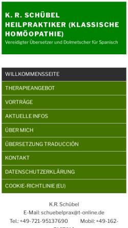 Vorschau der mobilen Webseite schuehomprax.de, Rainhard Schübel