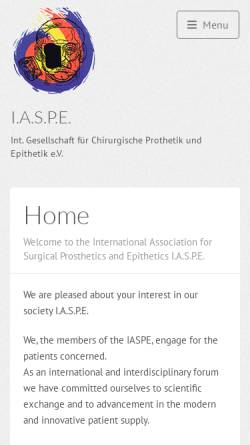 Vorschau der mobilen Webseite www.iaspe.de, Internationale Gesellschaft für Chirurgische Prothetik und Epithetik e.V. (IASPE)