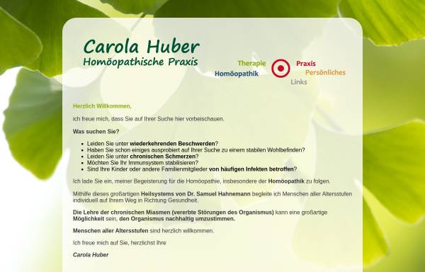 Vorschau von www.homoeopathie-huber.de, Carola Huber