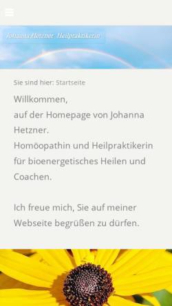 Vorschau der mobilen Webseite www.traunstein-homoeopathie.de, Johanna Hetzner