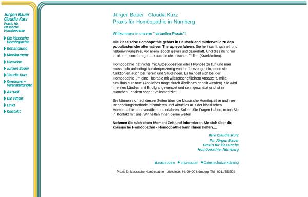 Vorschau von www.homoeopathie-bauer.de, Jürgen Bauer und Claudia Kurz - Praxis für Klassische Homöopathie