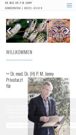 Vorschau der mobilen Webseite homoeopathie-praxis-mainz.de, Dr. med. Dr. univ. Budapest P. M. Jenny
