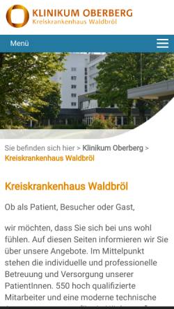 Vorschau der mobilen Webseite kkh-waldbroel.de, Kreiskrankenhaus Waldbröl GmbH