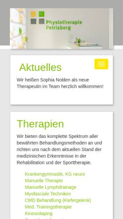 Vorschau der mobilen Webseite physio-petrisberg.de, Physiotherapie Petrisberg