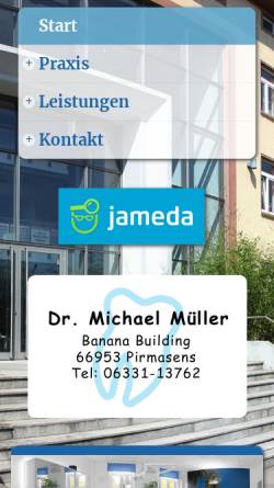 Vorschau der mobilen Webseite www.zahnarzt-pirmasens.de, Zahnarzt Dr. medic stom. Michael Müller