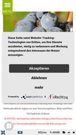 Vorschau der mobilen Webseite www.traubenshow.de, Antes Weinbau-Service GmbH