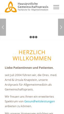 Vorschau der mobilen Webseite www.hausarzt-sha.de, Dr. med. Arnd und Ursula Knapstein