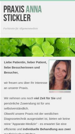 Vorschau der mobilen Webseite www.arztpraxis-stickler.de, Anna Stickler