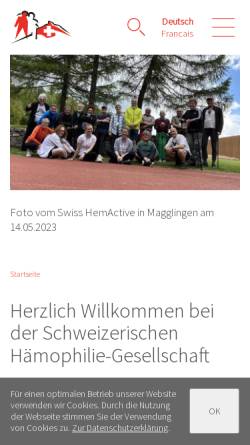 Vorschau der mobilen Webseite www.shg.ch, Schweizerische Hämophilie-Gesellschaft