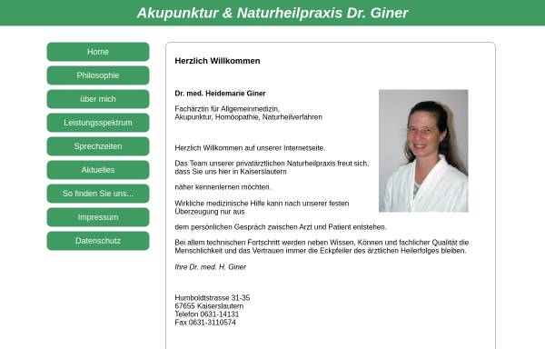 Vorschau von www.akupunktur.doctor, Dr. med. Heidemarie Giner