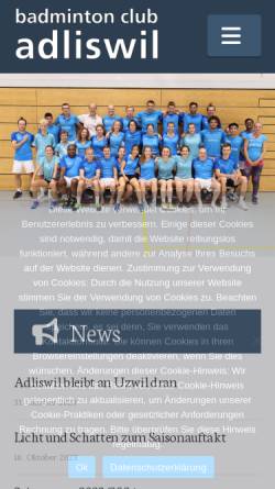 Vorschau der mobilen Webseite www.bcadliswil.ch, Adliswiler Badminton Club