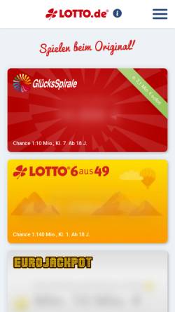 Vorschau der mobilen Webseite www.lotto.de, Deutscher Lotto- und Totoblock