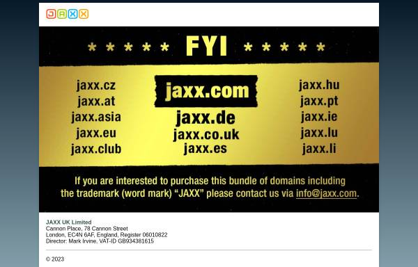 Vorschau von www.jaxx.com, Jaxx UK Ltd.