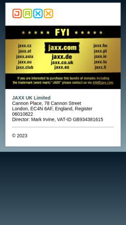 Vorschau der mobilen Webseite www.jaxx.com, Jaxx UK Ltd.
