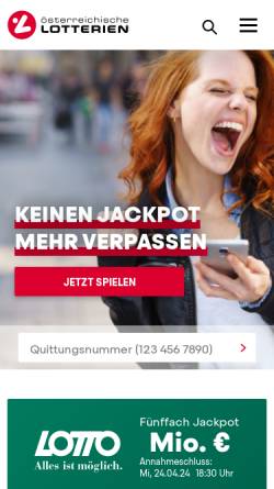 Vorschau der mobilen Webseite www.lotterien.at, Österreichische Lotterien Ges.m.b.H.