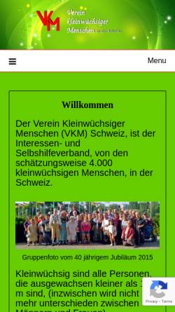 Vorschau der mobilen Webseite www.kleinwuchs.ch, Verein kleinwüchsiger Menschen der Schweiz