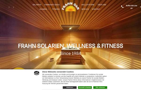 Vorschau von www.frahn.com, K.H. Frahn Sauna- und Solarien- Vertrieb