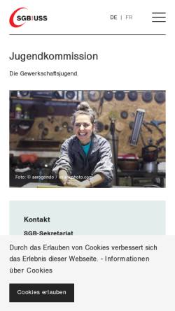 Vorschau der mobilen Webseite www.gewerkschaftsjugend.ch, Gewerkschaftsjugend