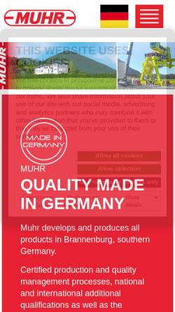Vorschau der mobilen Webseite www.muhr.com, Muhr Gesellschaft für Planung, Maschinen- und Mühlenbau Erhard Muhr mbH