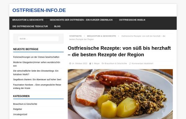 Vorschau von www.ostfriesen-info.de, Kochrezepte aus Ostfriesland