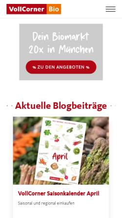 Vorschau der mobilen Webseite www.vollcorner.de, VollCorner Biomarkt GmbH