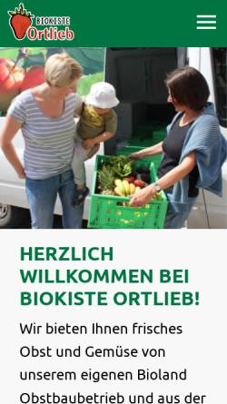 Vorschau der mobilen Webseite www.biokiste-ortlieb.de, Biofrucht Ortlieb GbR