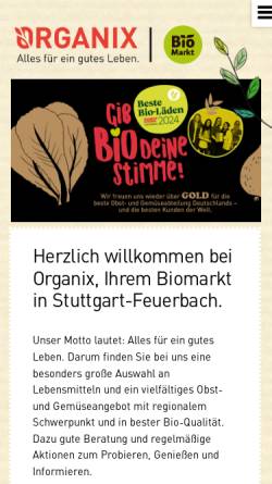 Vorschau der mobilen Webseite www.organix-biomarkt.de, Organix Biomarkt GmbH