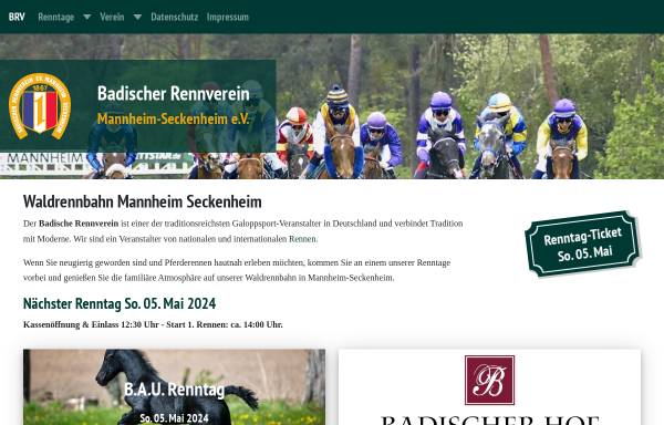 Vorschau von www.badischer-rennverein.de, Badischer Rennverein Mannheim-Seckenheim e.V.