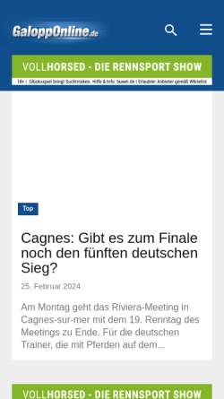 Vorschau der mobilen Webseite galopponline.de, Galopp-Online.de