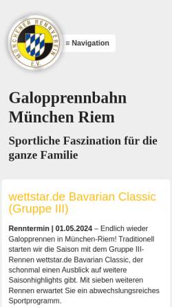 Vorschau der mobilen Webseite www.galoppmuenchen.de, Münchener Rennverein e.V.