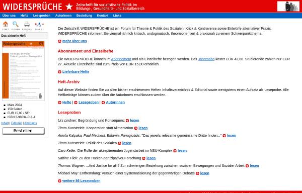 Vorschau von www.widersprueche-zeitschrift.de, Widersprüche - Zeitschrift für sozialistische Politik
