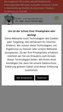 Vorschau der mobilen Webseite www.kinderarzt-neuperlach.de, Arcan Demircioglu