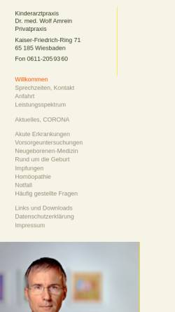Vorschau der mobilen Webseite www.kinderarztpraxis-amrein.de, Dr. med. Amrein