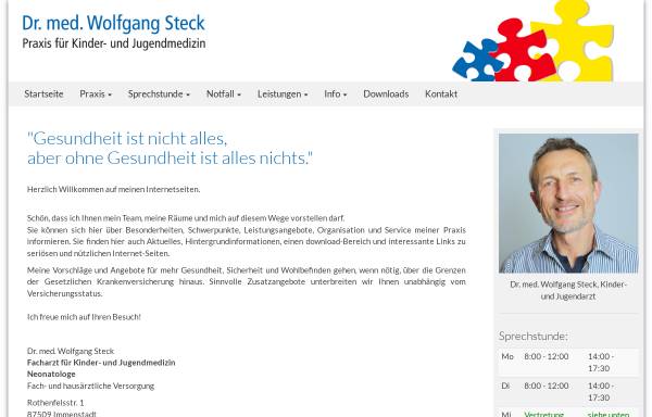 Vorschau von www.kinderarzt-steck.de, Dr. med. Wolfgang Steck