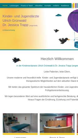 Vorschau der mobilen Webseite www.gruenwald-bs.de, Kinder- und Jugendarztpraxis Ulrich Grünwald