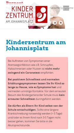 Vorschau der mobilen Webseite www.kinderzentrum-am-johannisplatz.de, Kinderzentrum am Johannisplatz