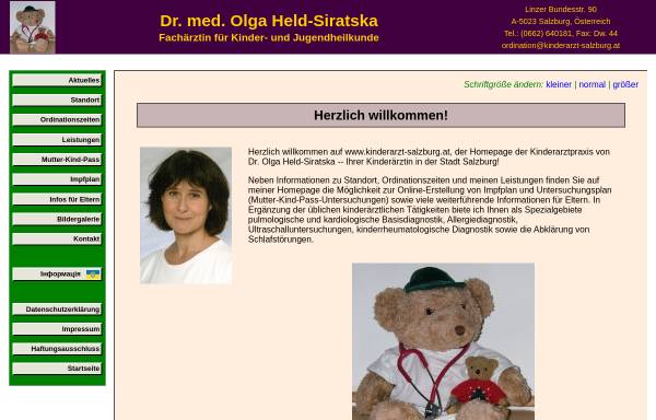 Vorschau von www.kinderarzt-salzburg.at, Dr. med. Olga Held-Siratska