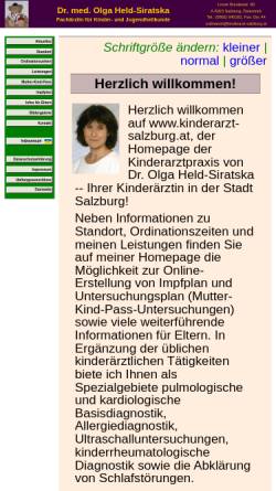 Vorschau der mobilen Webseite www.kinderarzt-salzburg.at, Dr. med. Olga Held-Siratska