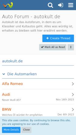 Vorschau der mobilen Webseite www.autokult.de, Autokult.de