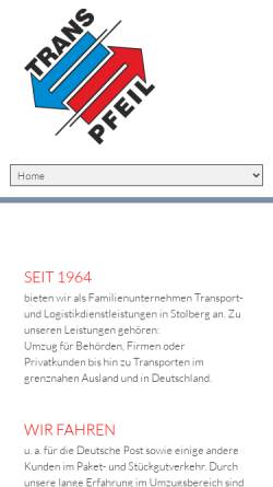 Vorschau der mobilen Webseite www.trans-pfeil.de, Trans-Pfeil, Inhaber Günter Pfeil